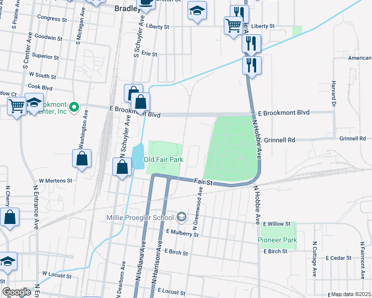 map of restaurants, bars, coffee shops, grocery stores, and more near 1175 North Chicago Avenue in Kankakee