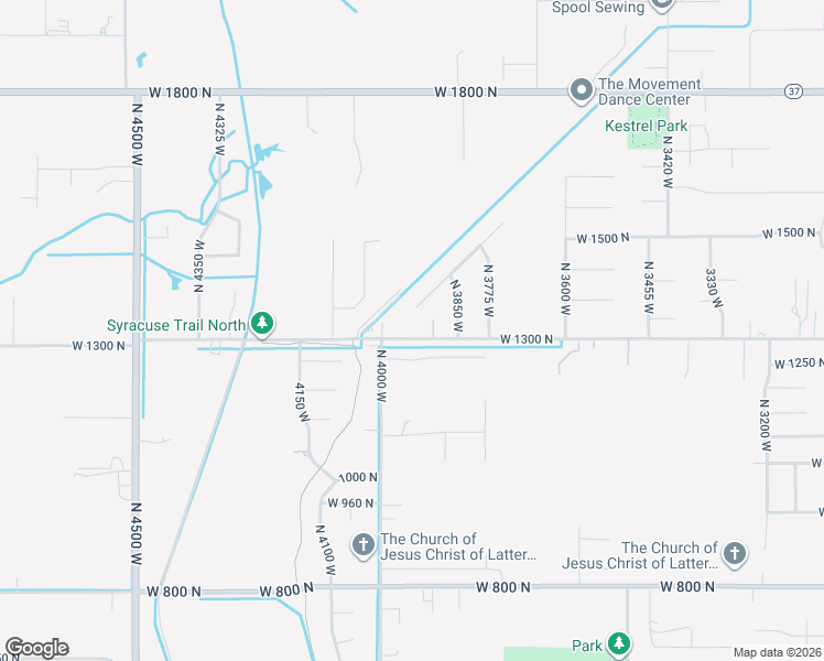 map of restaurants, bars, coffee shops, grocery stores, and more near 3968 West 1300 North in West Point