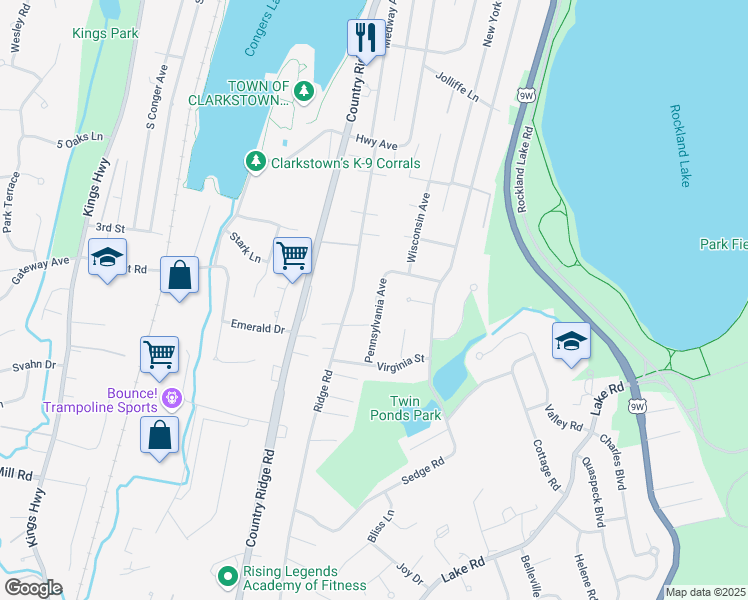 map of restaurants, bars, coffee shops, grocery stores, and more near 35 Pennsylvania Avenue in Valley Cottage
