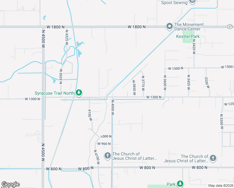 map of restaurants, bars, coffee shops, grocery stores, and more near 3968 W 1300 N in West Point