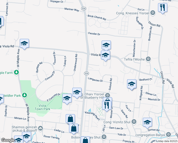 map of restaurants, bars, coffee shops, grocery stores, and more near 2 Gel Court in Monsey