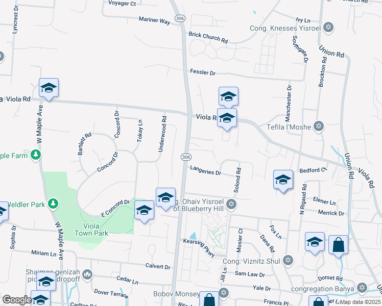 map of restaurants, bars, coffee shops, grocery stores, and more near 2 Gel Court in Monsey