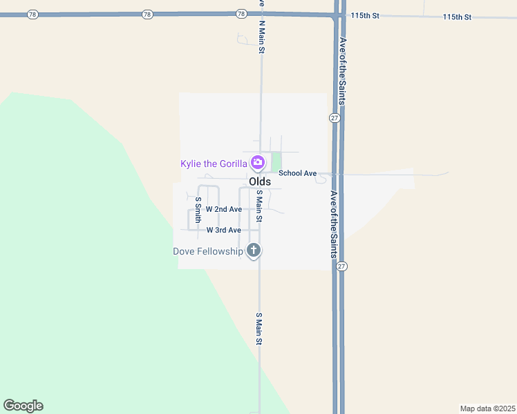 map of restaurants, bars, coffee shops, grocery stores, and more near in Olds