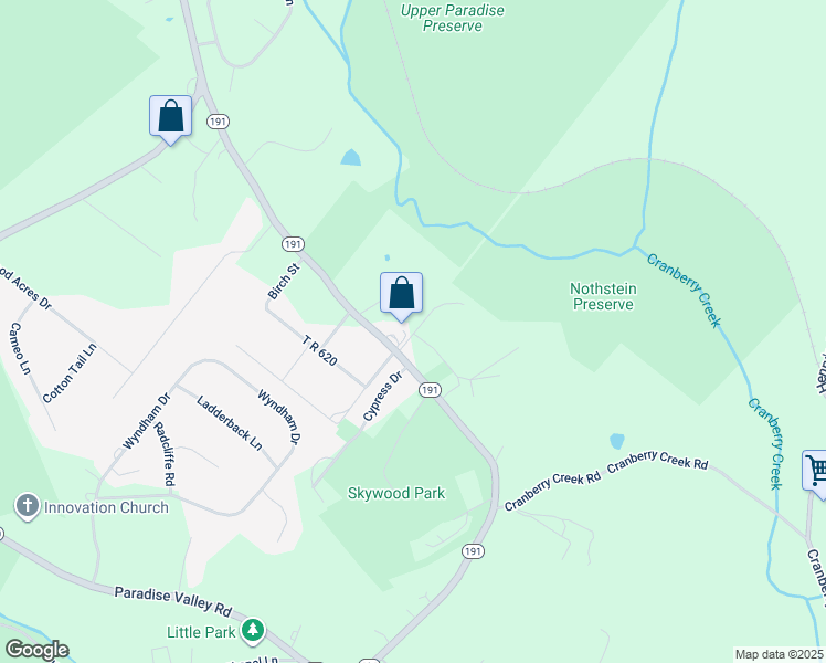 map of restaurants, bars, coffee shops, grocery stores, and more near Overlook Dr in Monroe