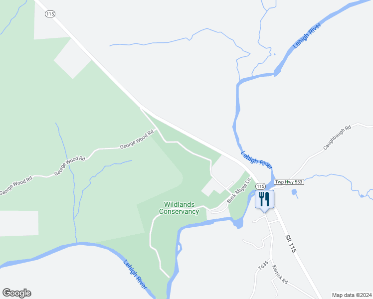 map of restaurants, bars, coffee shops, grocery stores, and more near Stoddartsville Road in Luzerne County
