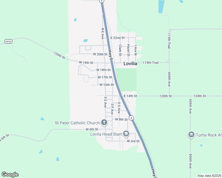map of restaurants, bars, coffee shops, grocery stores, and more near 1501 South F Avenue in Lovilia