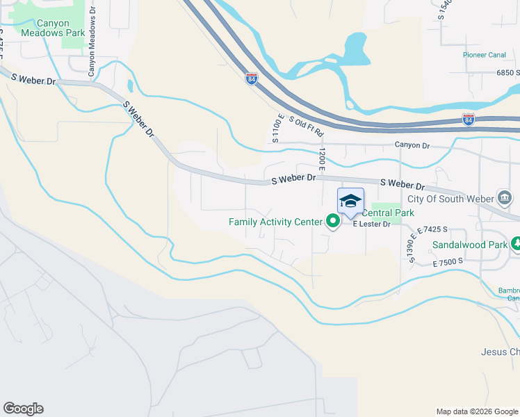 map of restaurants, bars, coffee shops, grocery stores, and more near 1042 East Lester Drive in South Weber