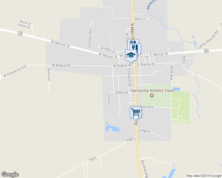 map of restaurants, bars, coffee shops, grocery stores, and more near 326 South Constitution Avenue in Harrisville