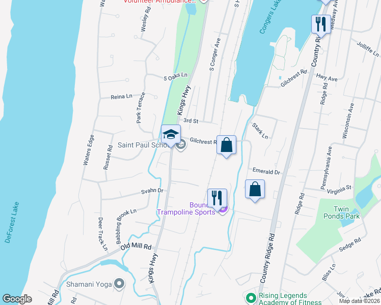map of restaurants, bars, coffee shops, grocery stores, and more near 83 Gilchrest Road in Congers