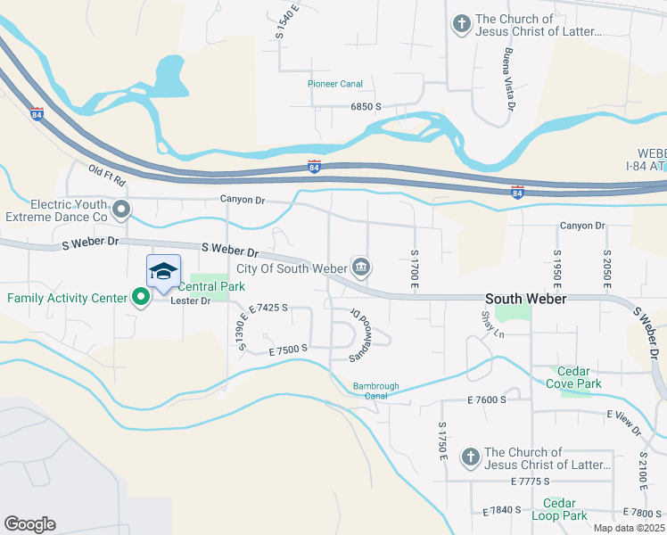map of restaurants, bars, coffee shops, grocery stores, and more near 1550 South Weber Drive in South Weber