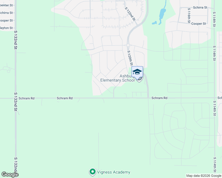 map of restaurants, bars, coffee shops, grocery stores, and more near 12401 Schram Road in Papillion