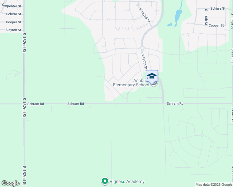 map of restaurants, bars, coffee shops, grocery stores, and more near 12401 Schram Road in Papillion