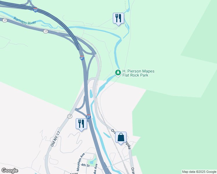 map of restaurants, bars, coffee shops, grocery stores, and more near 120 Torne Valley Rd in Hillburn