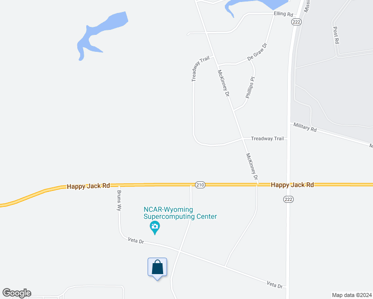 map of restaurants, bars, coffee shops, grocery stores, and more near 1912 Treadway Trail in Cheyenne