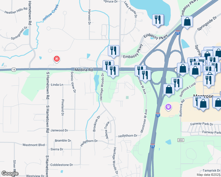 map of restaurants, bars, coffee shops, grocery stores, and more near 83 Abbey Lane in Copley
