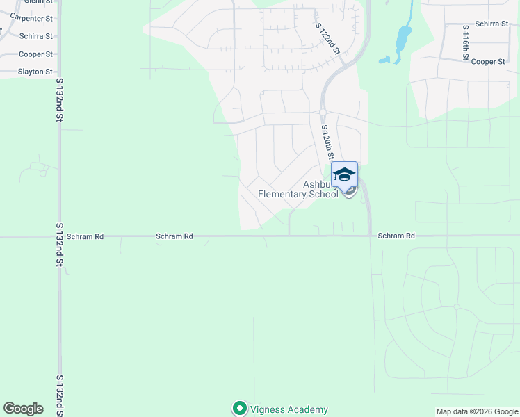 map of restaurants, bars, coffee shops, grocery stores, and more near 12401 Schram Road in Papillion