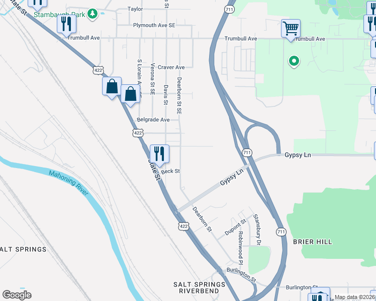 map of restaurants, bars, coffee shops, grocery stores, and more near 86 Broadview Avenue in Girard