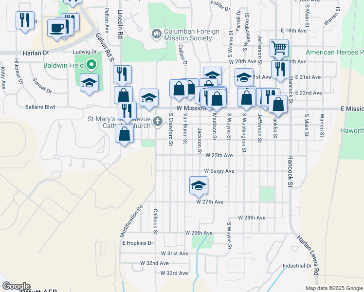 map of restaurants, bars, coffee shops, grocery stores, and more near 708 West 24th Avenue in Bellevue