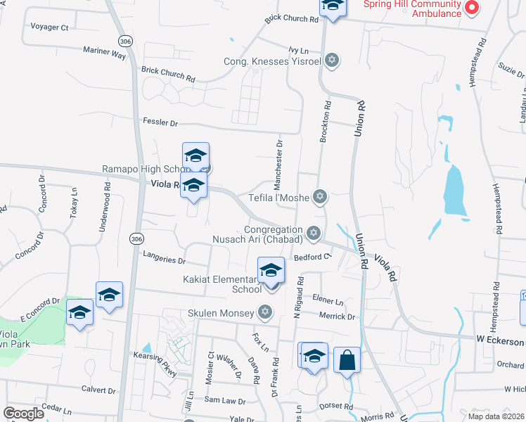 map of restaurants, bars, coffee shops, grocery stores, and more near 440 Viola Road in Spring Valley