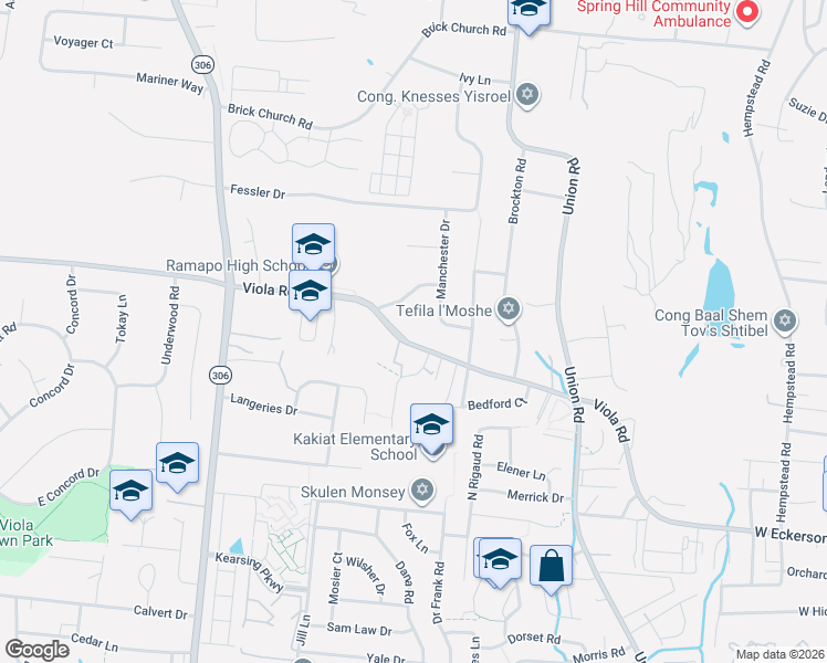 map of restaurants, bars, coffee shops, grocery stores, and more near 440 Viola Road in Spring Valley