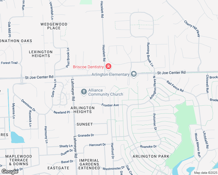 map of restaurants, bars, coffee shops, grocery stores, and more near 7810 Saint Joe Center Road in Fort Wayne