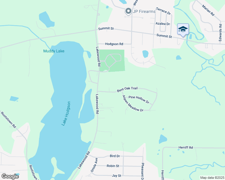 map of restaurants, bars, coffee shops, grocery stores, and more near 5303 Hickory Court in Ravenna