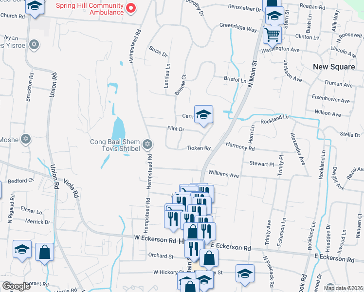 map of restaurants, bars, coffee shops, grocery stores, and more near 12 Tioken Road in Spring Valley