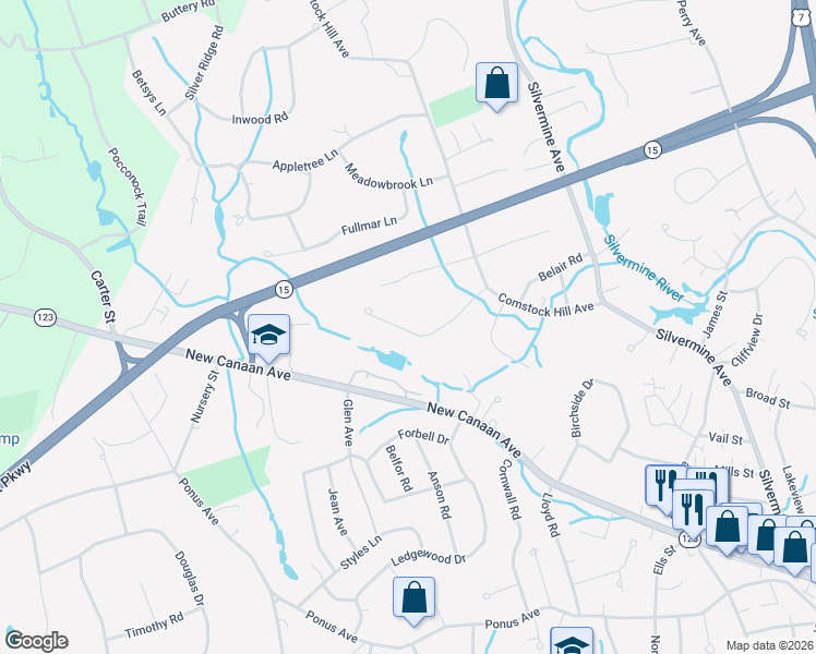 map of restaurants, bars, coffee shops, grocery stores, and more near 31 Purdy Road East in Norwalk