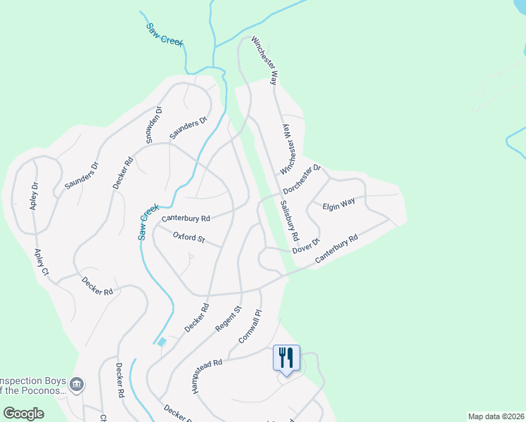 map of restaurants, bars, coffee shops, grocery stores, and more near 764 Saw Creek Estate in Bushkill
