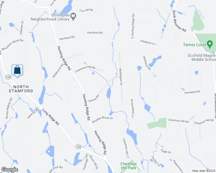 map of restaurants, bars, coffee shops, grocery stores, and more near 91 Surrey Road in Stamford