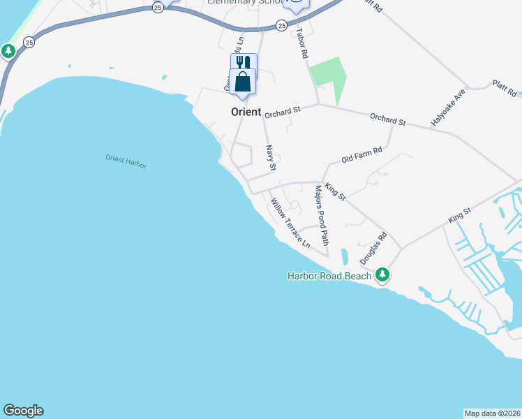 map of restaurants, bars, coffee shops, grocery stores, and more near 186 Willow Terrace Lane in Orient