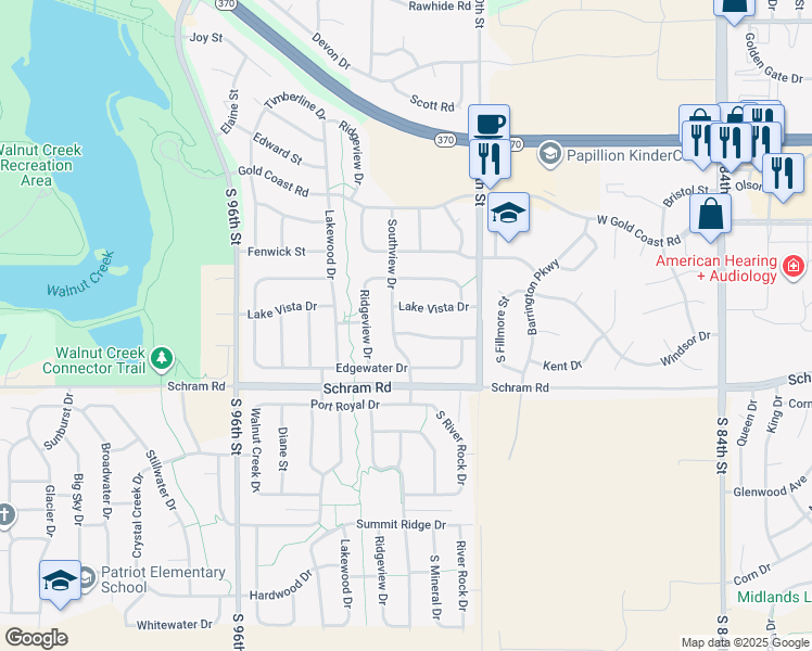 map of restaurants, bars, coffee shops, grocery stores, and more near 822 Lake Tahoe Dr in Papillion