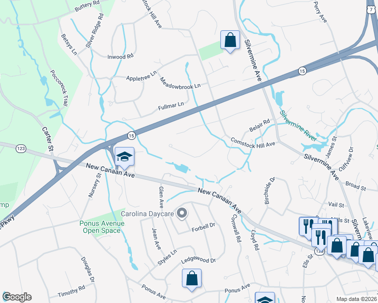 map of restaurants, bars, coffee shops, grocery stores, and more near 31 Purdy Road East in Norwalk