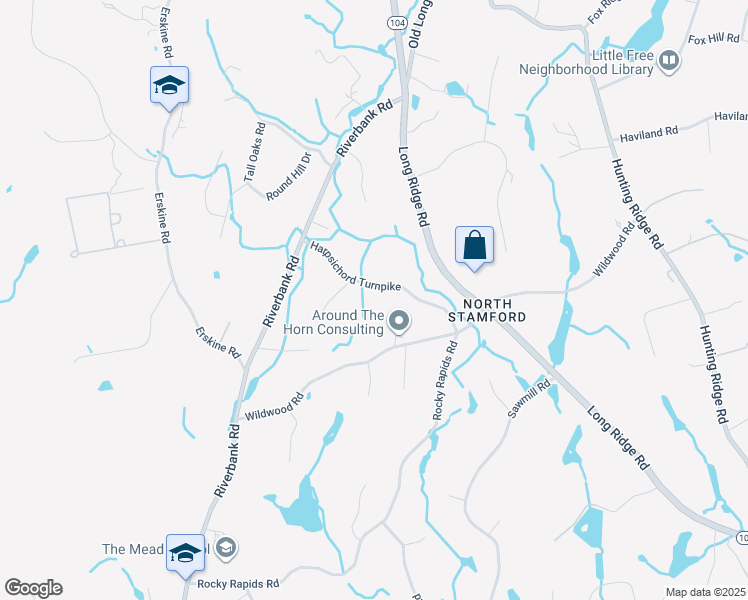 map of restaurants, bars, coffee shops, grocery stores, and more near 96 Harpsichord Turnpike in Stamford