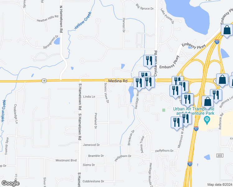 map of restaurants, bars, coffee shops, grocery stores, and more near 48 Rotili Lane in Copley