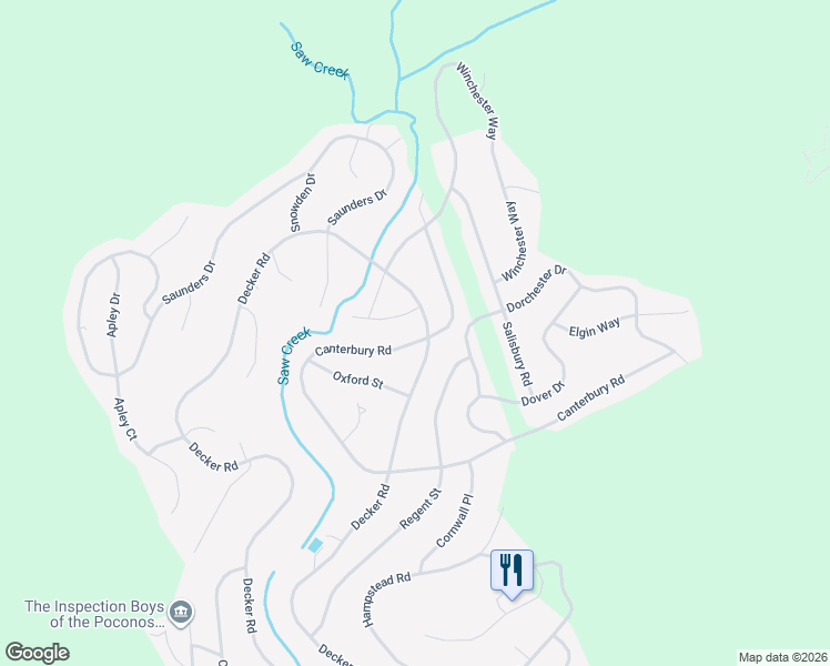 map of restaurants, bars, coffee shops, grocery stores, and more near 56 Wickes Road in Bushkill