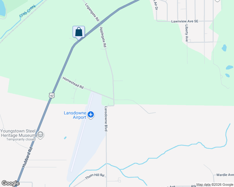 map of restaurants, bars, coffee shops, grocery stores, and more near 2508 Applegate Road in Youngstown