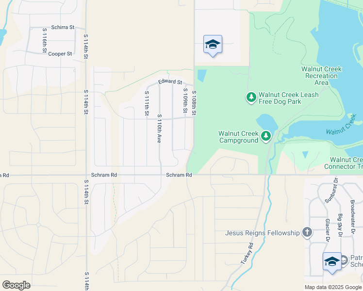 map of restaurants, bars, coffee shops, grocery stores, and more near 11730 South 109th Street in Papillion
