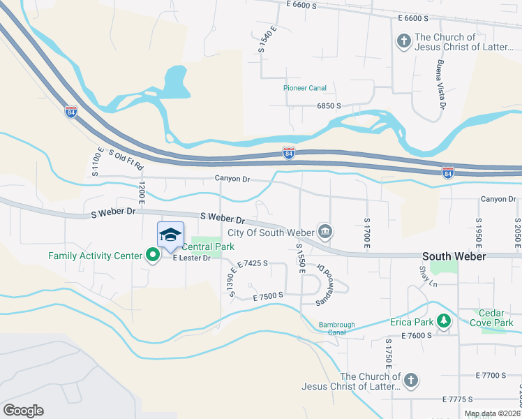 map of restaurants, bars, coffee shops, grocery stores, and more near 1458 East South Weber Drive in South Weber