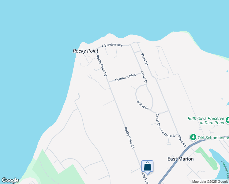 map of restaurants, bars, coffee shops, grocery stores, and more near 3870 Rocky Point Road in East Marion