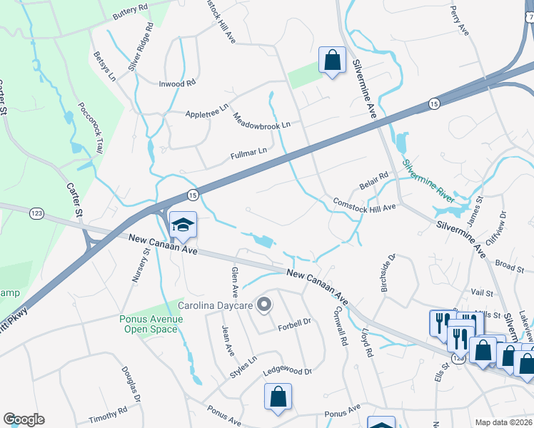 map of restaurants, bars, coffee shops, grocery stores, and more near 31 Purdy Road East in Norwalk