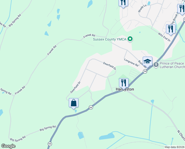 map of restaurants, bars, coffee shops, grocery stores, and more near 2 Fieldstone Lane in Franklin