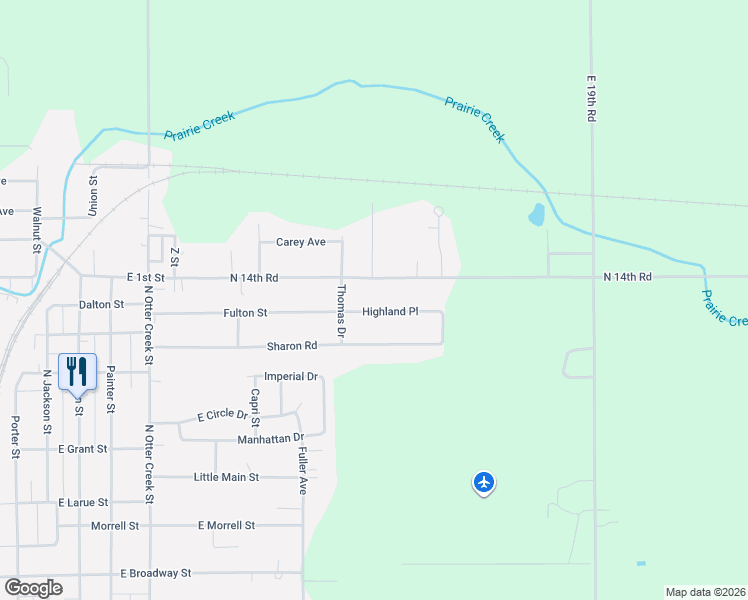 map of restaurants, bars, coffee shops, grocery stores, and more near 1712 Highland Place in Streator