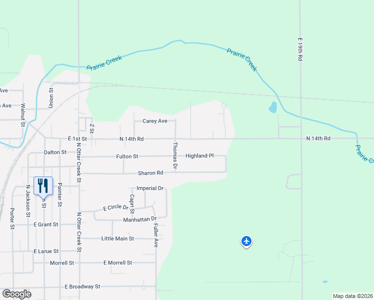 map of restaurants, bars, coffee shops, grocery stores, and more near 1704 Highland Place in Streator