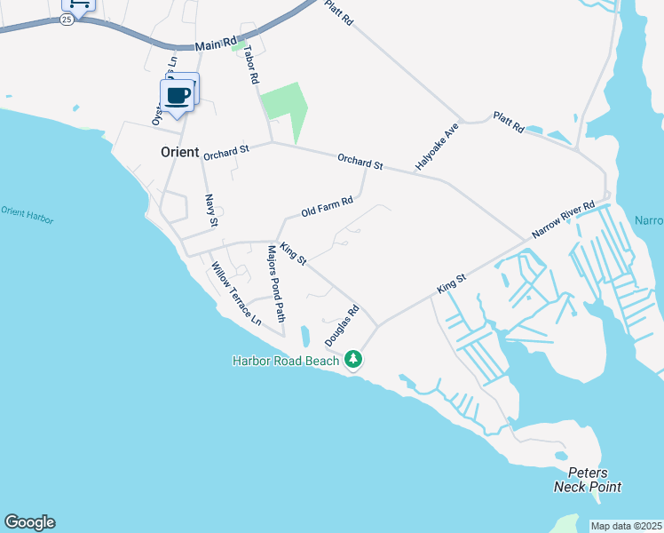 map of restaurants, bars, coffee shops, grocery stores, and more near 2025 King Street in Orient