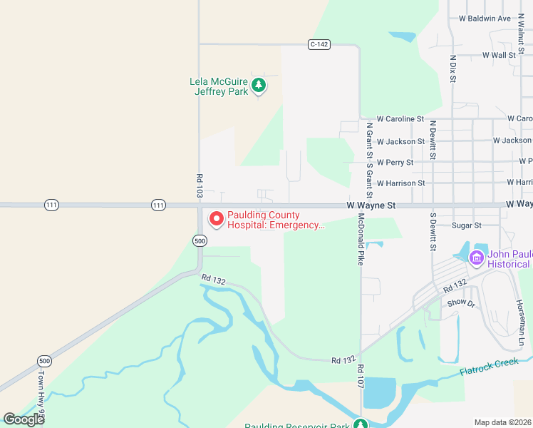map of restaurants, bars, coffee shops, grocery stores, and more near 1009 W Wayne St in Paulding