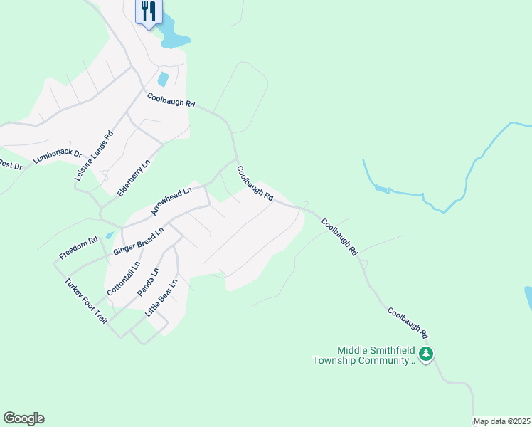 map of restaurants, bars, coffee shops, grocery stores, and more near 5109 Hickory Lane in East Stroudsburg