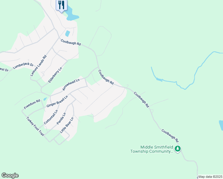 map of restaurants, bars, coffee shops, grocery stores, and more near 5109 Hickory Lane in East Stroudsburg