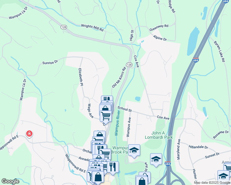 map of restaurants, bars, coffee shops, grocery stores, and more near 119 Old Mount Kisco Road in Armonk