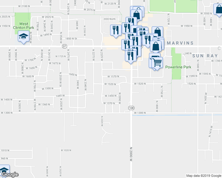 map of restaurants, bars, coffee shops, grocery stores, and more near 1496 North 2150 West in Clearfield